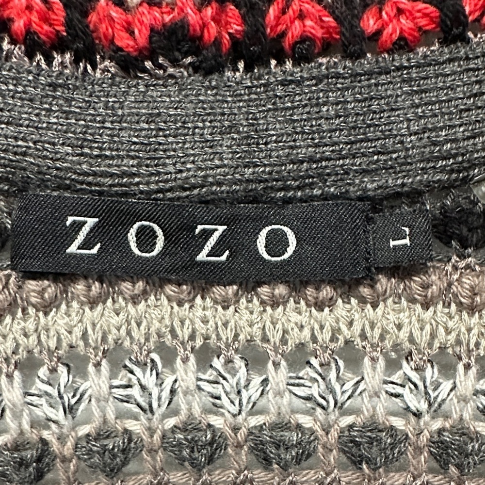 ZOZO Cotton Linen Blend Open Front Long Duster Cardigan Fringe Sweater Multi L - Picture 2 of 5